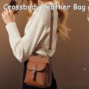 Forcipower Crossbody Leather Bag, Forcipower Large Capacity Anti-Theft Vintage Bag with 10 Card Slots