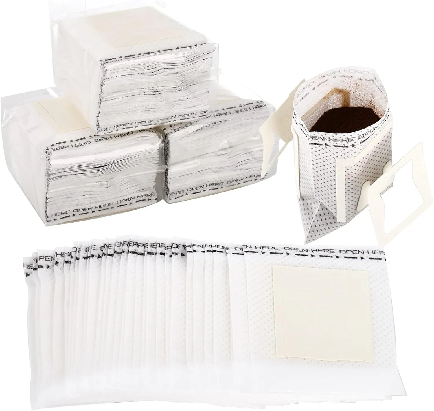 Frcctre 200 Pcs Coffee Filter Paper Bag, Portable Disposable Hanging Ear Drip Coffee Bags Single Serve Drip Filter Bags for Home Office Travel Camping