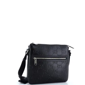 Front Zip Messenger GG Embossed Perforated Leather Small