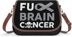 Fuck Brain Cancer Trendy Crossbody Bags Purses for Women Casual Shoulder Handbags with Adjustable Wide Strap
