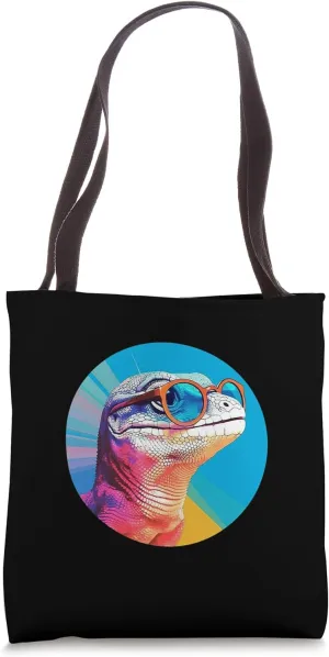 Funny Blue-Tongued Skink Reptile Wearing Sunglasses Retro Tote Bag