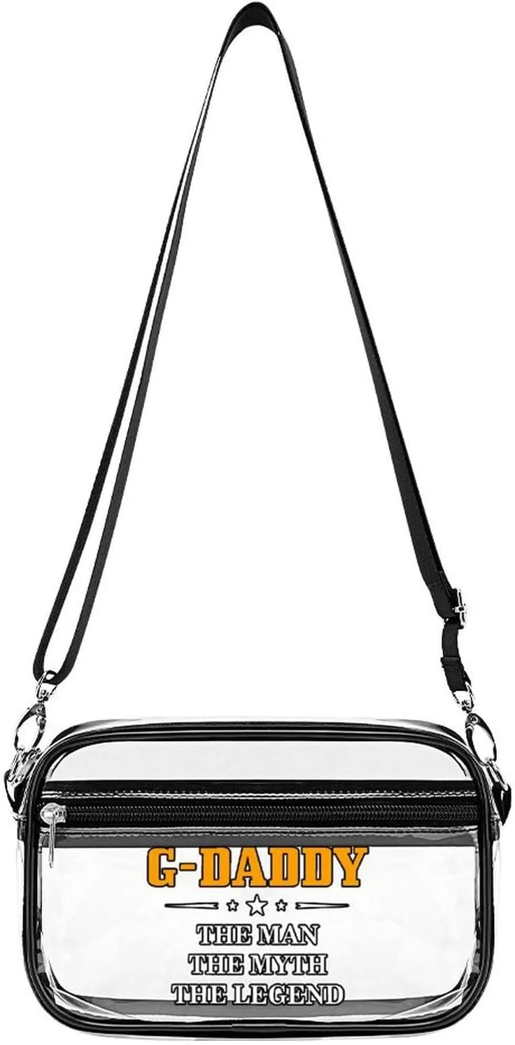 G-Daddy The Man The Myth The Legend Clear Purse Stadium Crossbody Bags for Women and Men Adjustable Shoulder Handbags