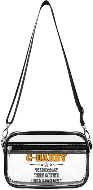 G-Daddy The Man The Myth The Legend Clear Purse Stadium Crossbody Bags for Women and Men Adjustable Shoulder Handbags