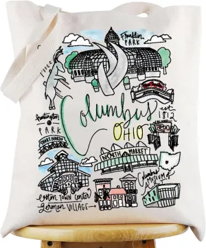 G2TUP Columbus Ohio Travel Tote Bag Columbus Trip Souvenir Gift Columbus Landmarks Shoulder Bag Columbus Merch