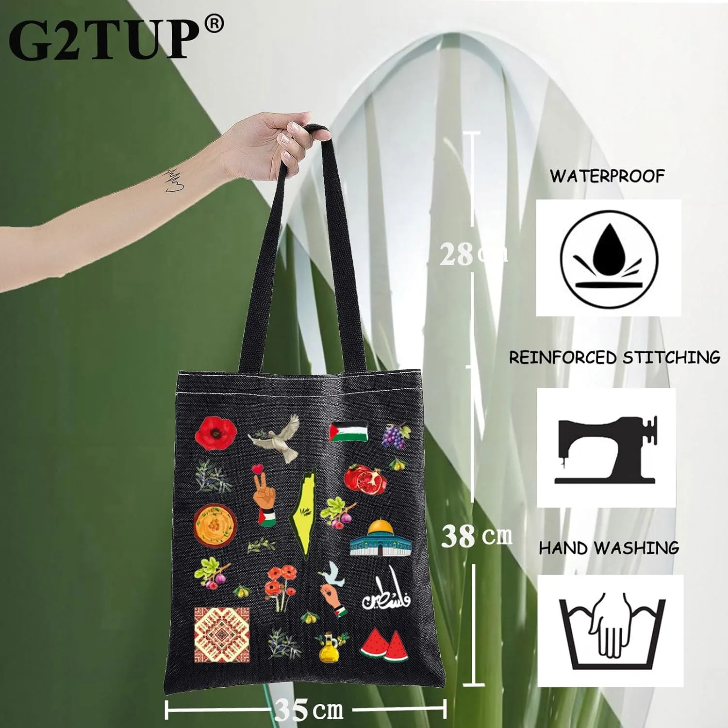 G2TUP Palestine Tote Bag Free Palestine Gift Gaza Jerusalem Shoulder Bag Palestinian Merchandise