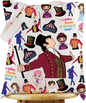 G2TUP P.T. Barnum Musical Tote Bag Phineas T. Barnum & Charity Fans Gift A Million Dreams Are Keeping Me Awake Shoulder Bag