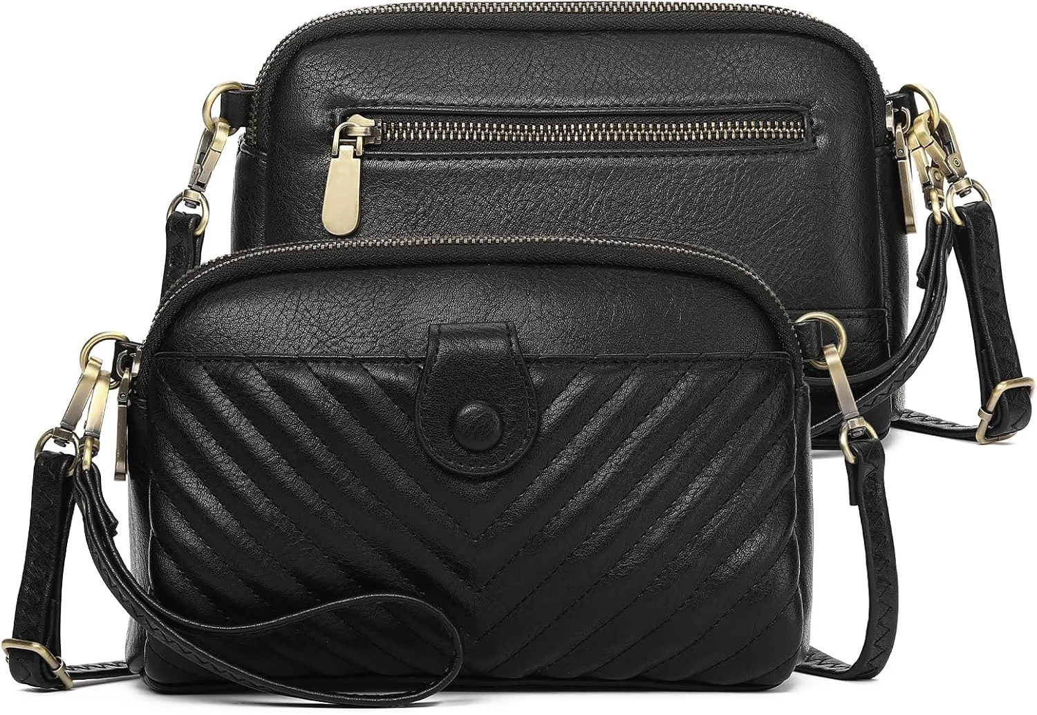 GAEKEAO Crossbody Bags for Women Small Genuine Leather Shoulder Purse Cross Body Bag with Wristlet Top Zipper