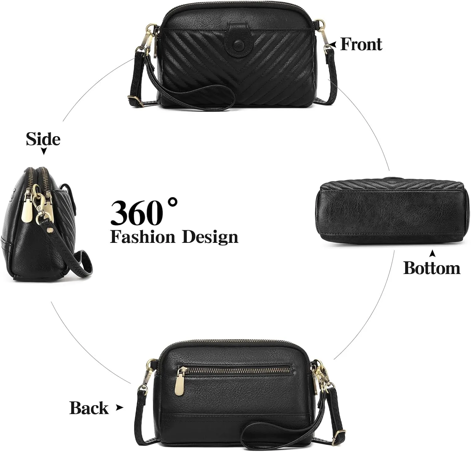 GAEKEAO Crossbody Bags for Women Small Genuine Leather Shoulder Purse Cross Body Bag with Wristlet Top Zipper