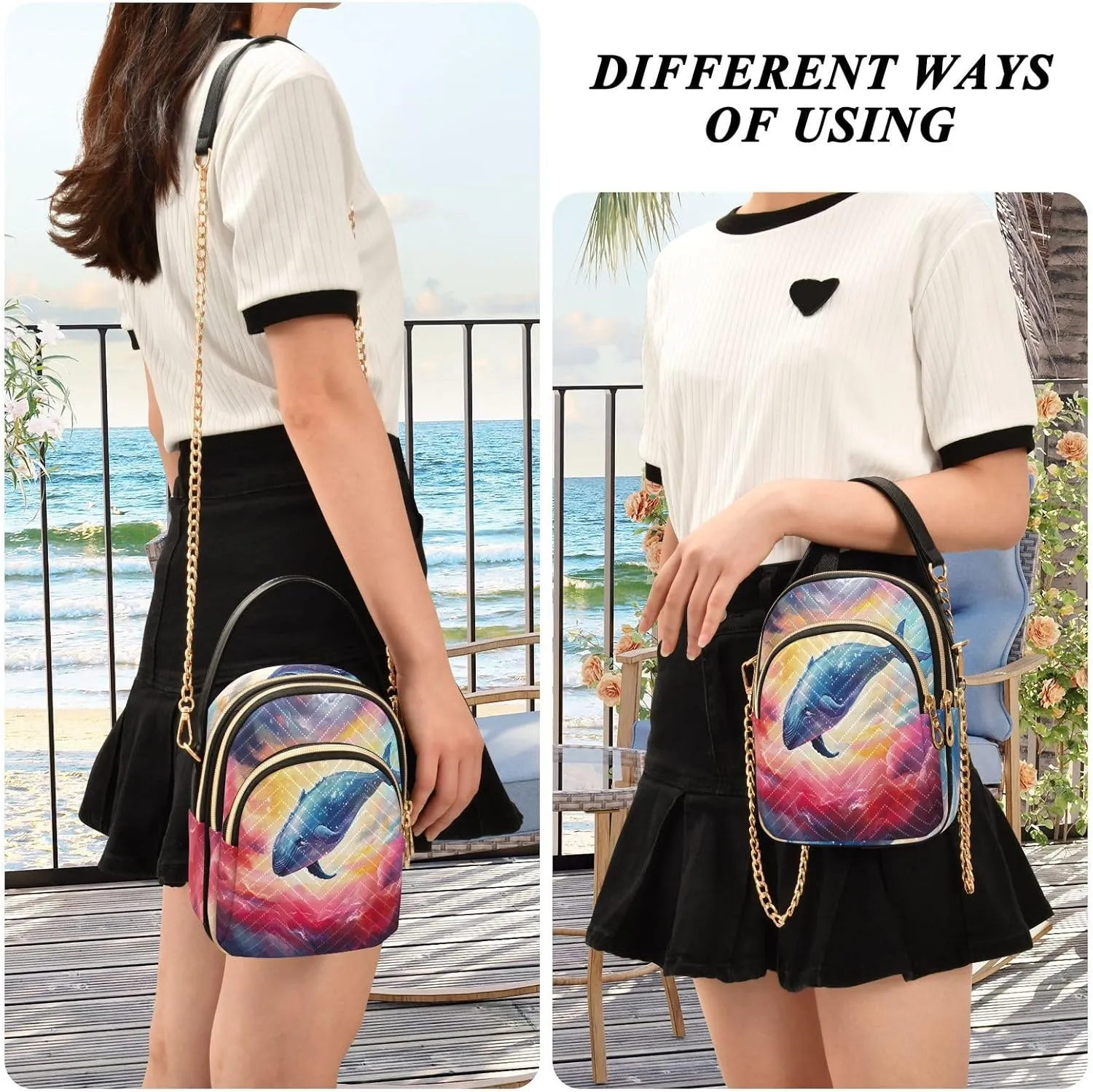 GAIGEO Fantasy World Flower Sea Crossbody Bag with Strap, Lady Crossbody Bag, Crossbody Bag Purse for Women