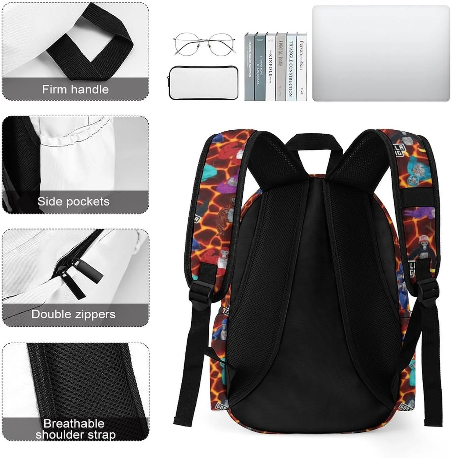 Game Backpacks Tag Backpack Travel Daypack Monkey Laptop Bag For Women Men