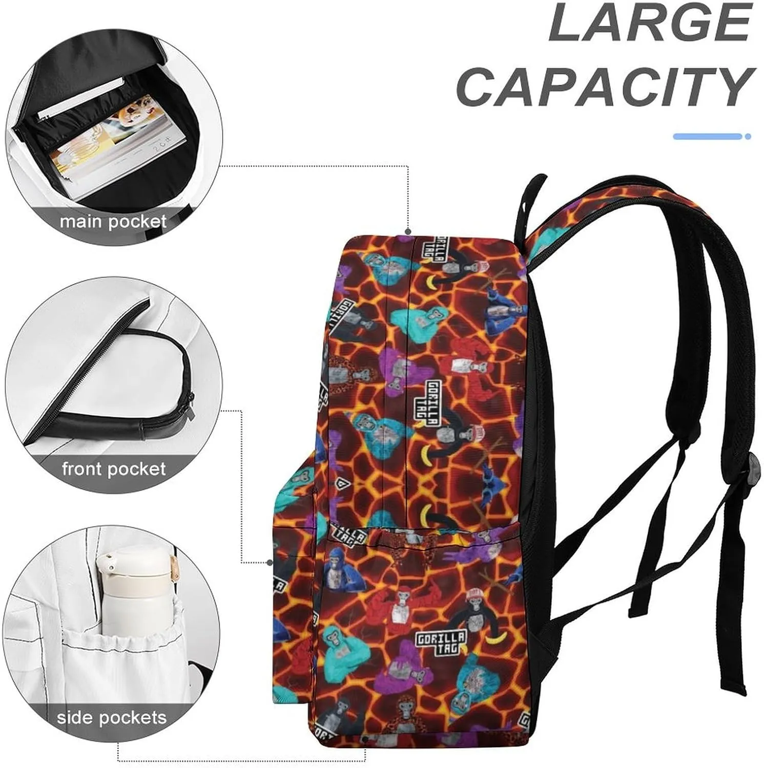 Game Backpacks Tag Backpack Travel Daypack Monkey Laptop Bag For Women Men