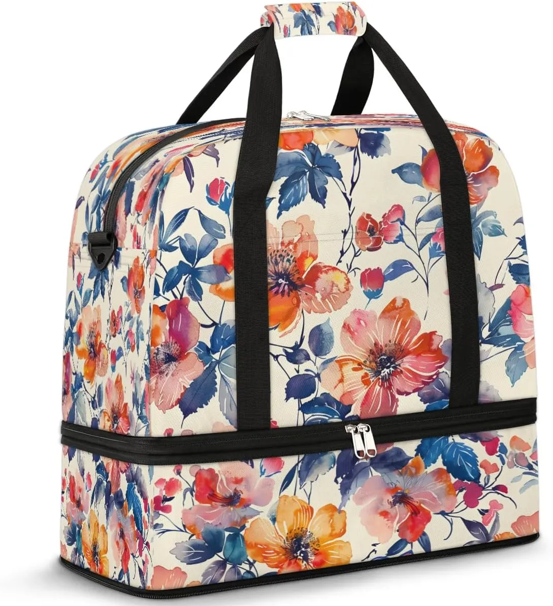 Garden Serenade Travel Duffel Bag, Travel Essentials, Gym Bag for Women, Weekender Overnight Bag With Shoes Compartment, Carry On Bags for Airplanes