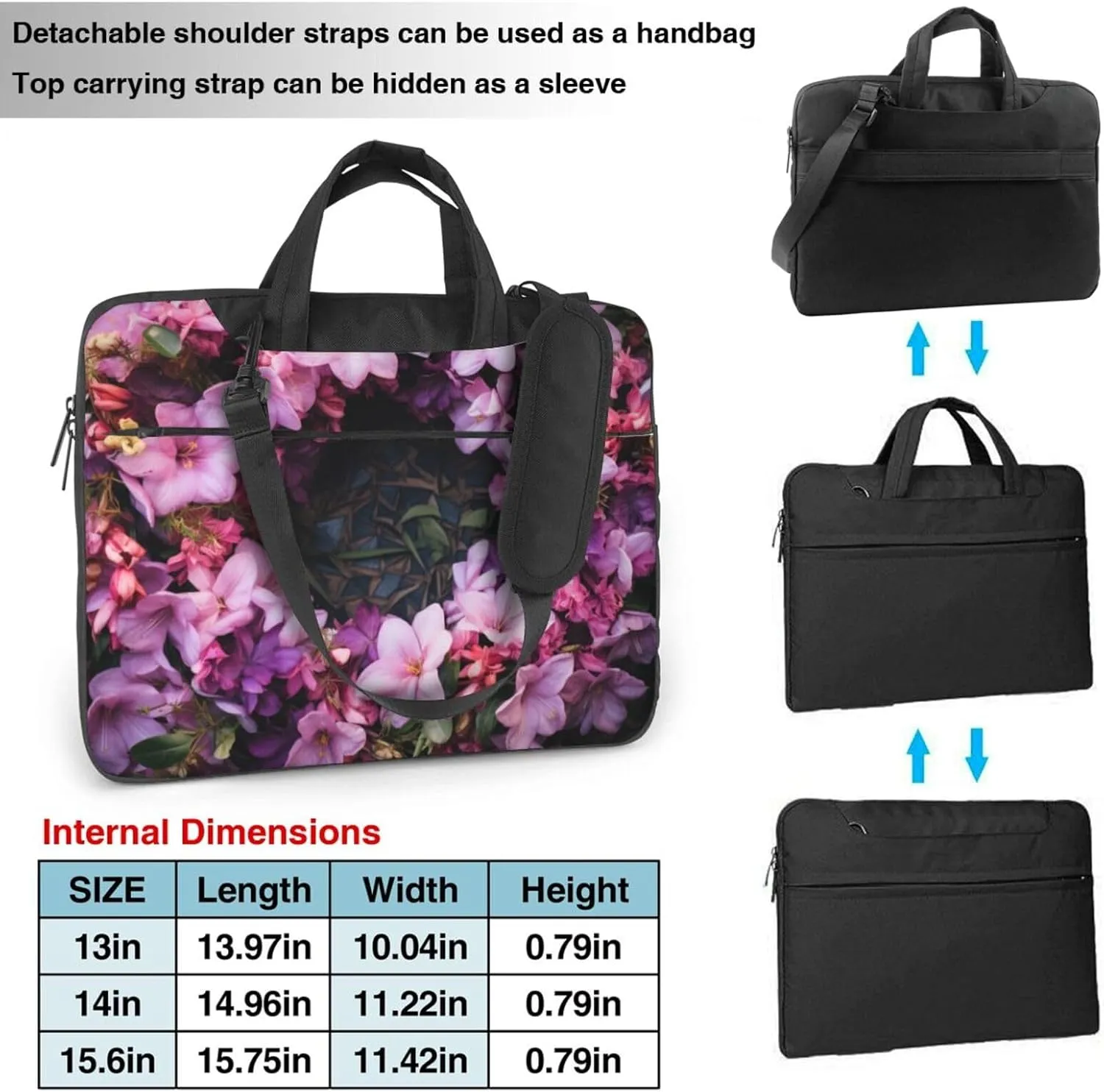 Garlands Nice Flowers Print Work Casual Office Laptop Shoulder Messenger Bag 13 inch 14 inch 15.6 inch