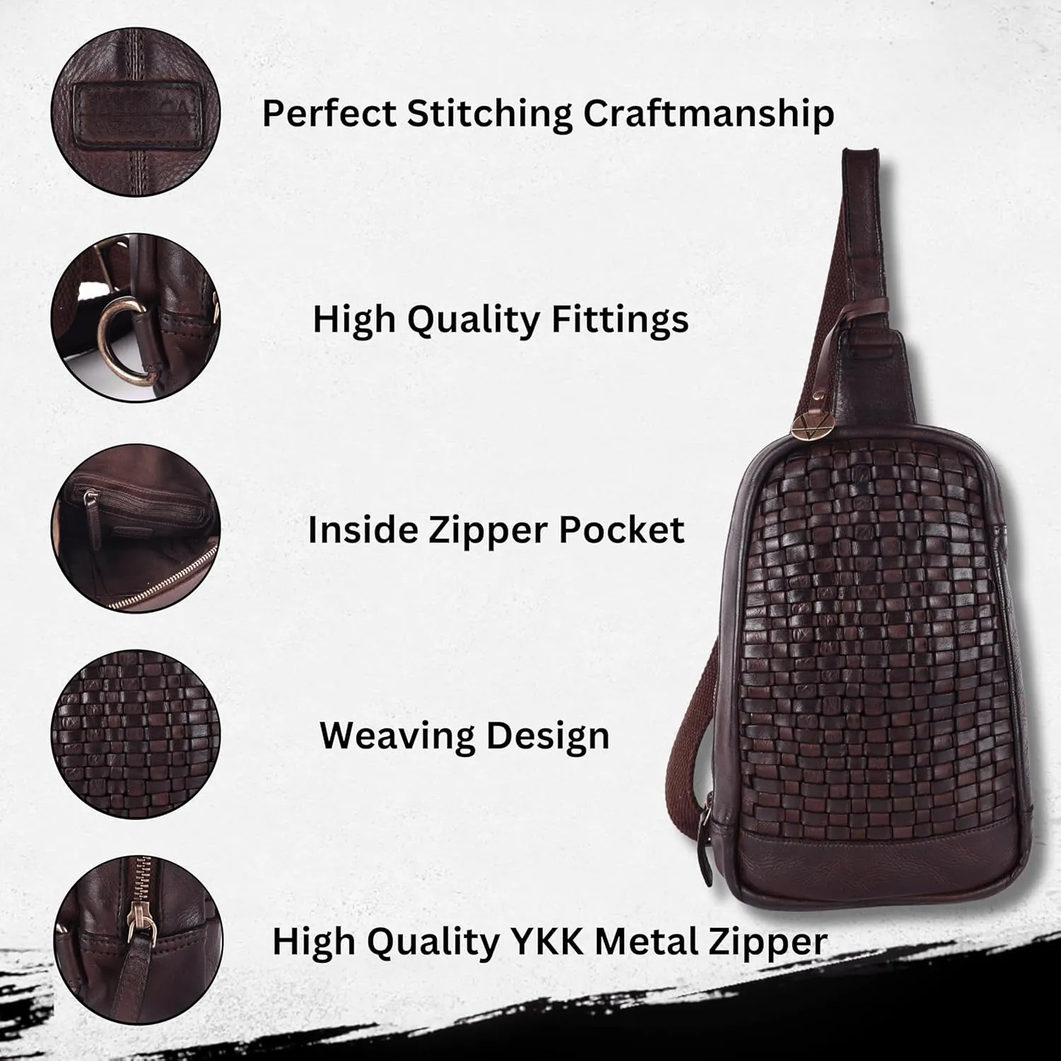 Genuine Leather Body Bag Unisex Trendy Casual Travelling Essentials Kept Bag, Durable Secure Travel Brown