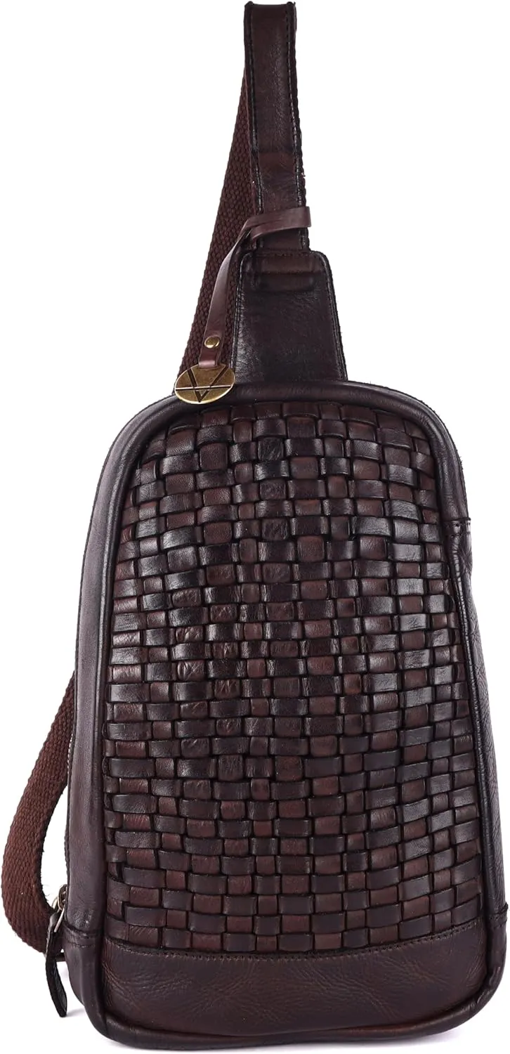 Genuine Leather Body Bag Unisex Trendy Casual Travelling Essentials Kept Bag, Durable Secure Travel Brown