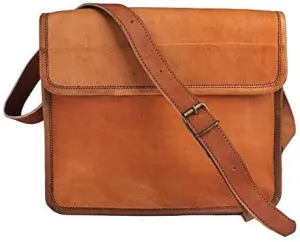 Genuine Leather brown business bag - Messenger bag multi purpose Cross Body Bag Tan Brown Laptop Bag with Adjustable Straps