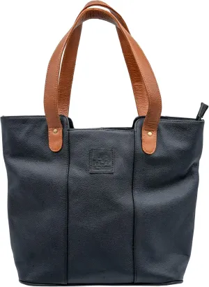Genuine Leather Handbag for Women - Stylish Zippered Tote Bag, Comfortable Shoulder Bag for Office, Work, Gym & Travel - Black, 16.5 x 12 x 5 Inches