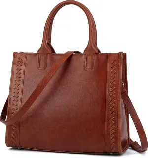 Genuine Leather Handbags Purses for Women Medium Satchel Tote Shoulder Crossbody Bags Top Handle with Strap