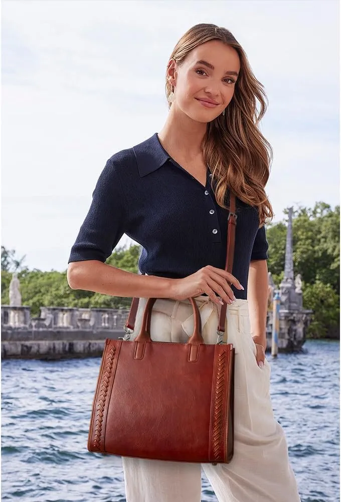 Genuine Leather Handbags Purses for Women Medium Satchel Tote Shoulder Crossbody Bags Top Handle with Strap