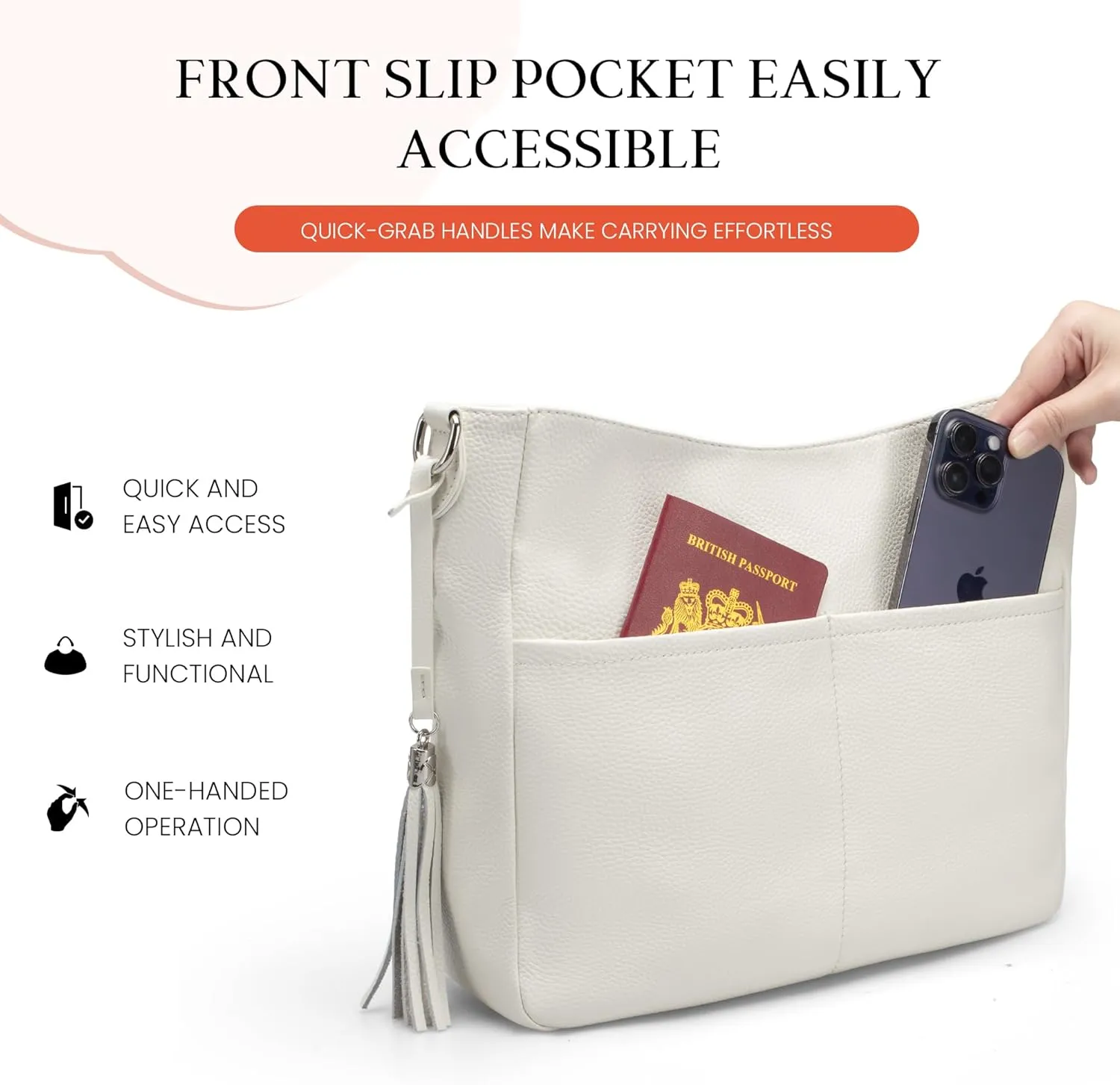 Genuine Leather Purse for Women, Soft Leather Crossbody Hobo Bag with 2 Removable Straps Womens Purses and Handbags