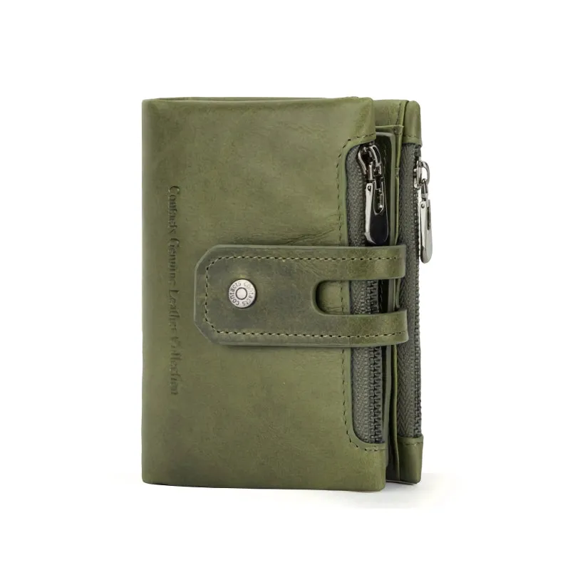 Genuine Leather Short Bifold Wallet