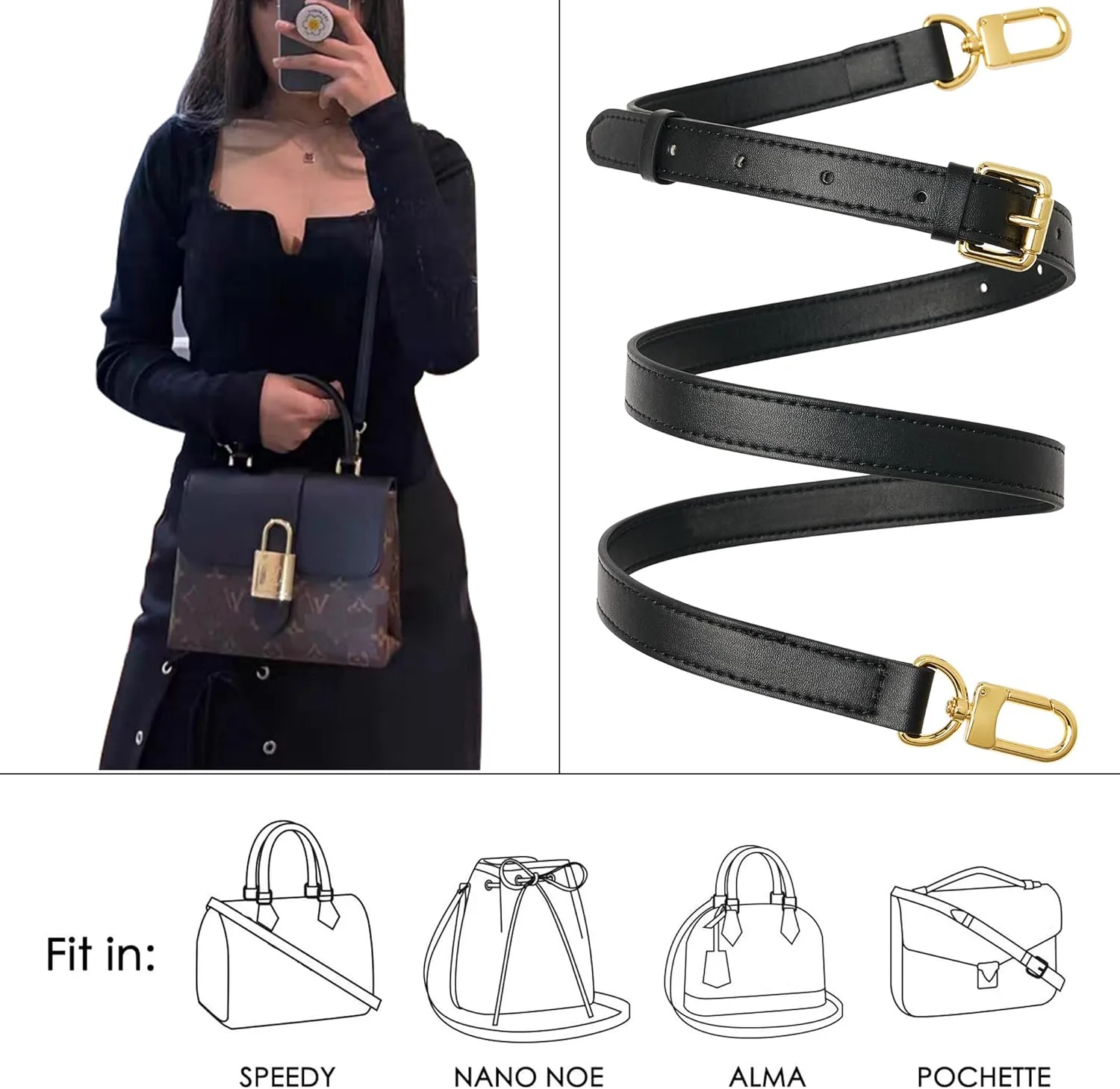 Genuine Vachetta Leather Crossbody Strap Genuine Leather Adjustable Replacement Strap for Shoulder Bag Handbag Purse