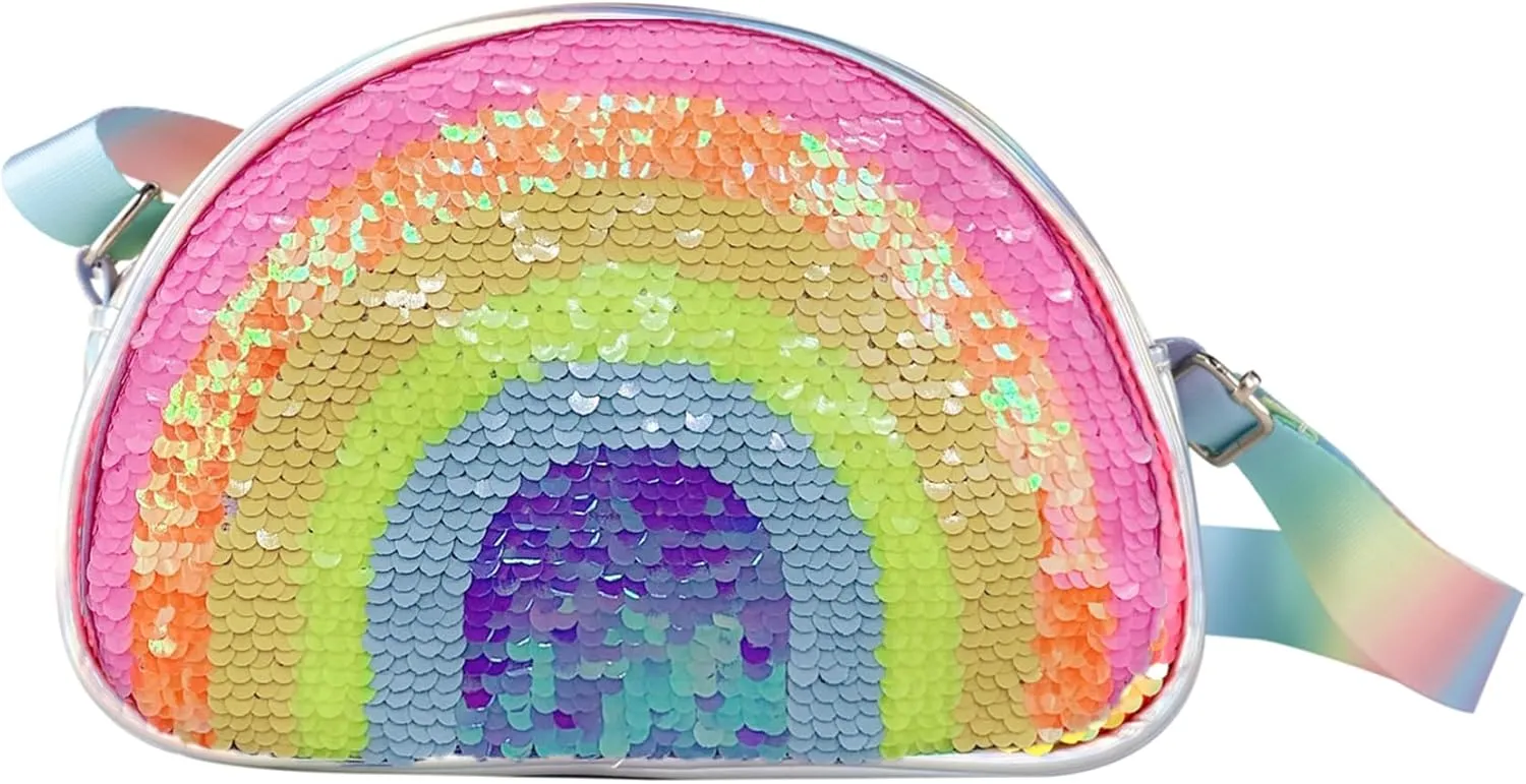 Girls Crossbody Bag - Trendy Rainbow Purse with Multiple Compartments for Toddlers to Teens