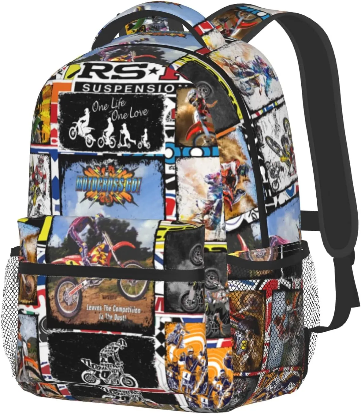 Giwawa Motocross Backpack for School,Dirty Bike Sports Motorcycles Bookbag Travel Bags Durable Lightweight Casual Laptop Computer Back Pack for Children Boys Girls Teens Men Women