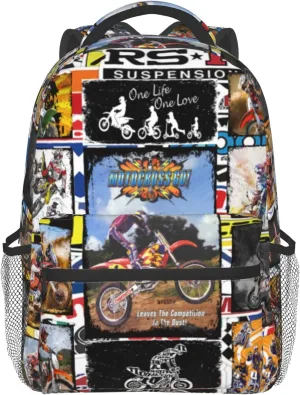 Giwawa Motocross Backpack for School,Dirty Bike Sports Motorcycles Bookbag Travel Bags Durable Lightweight Casual Laptop Computer Back Pack for Children Boys Girls Teens Men Women