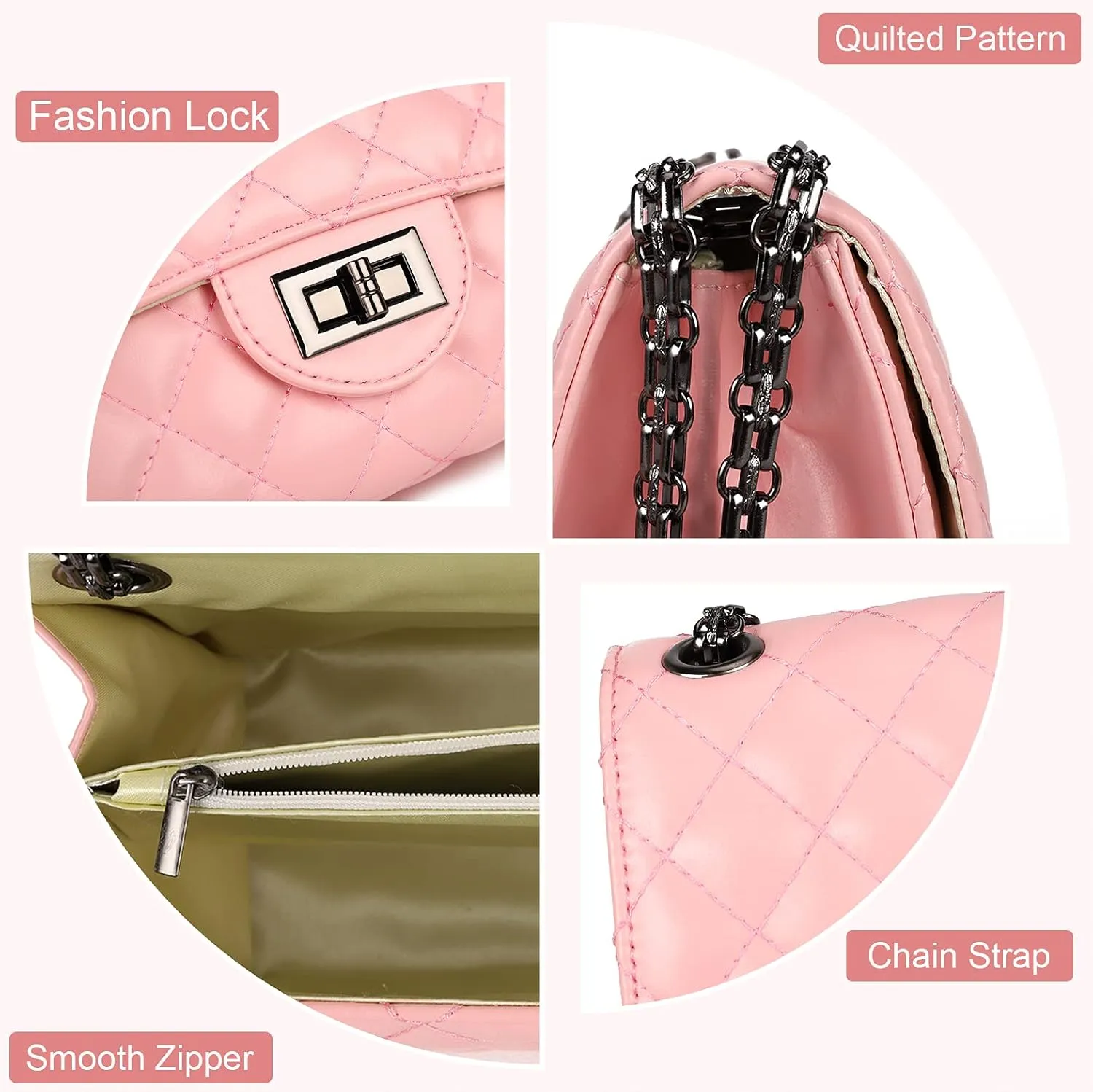 Gladdon Quilted Crossbody Purse for Women Trendy Ladies Shoulder Bag with Chain Designer Purses