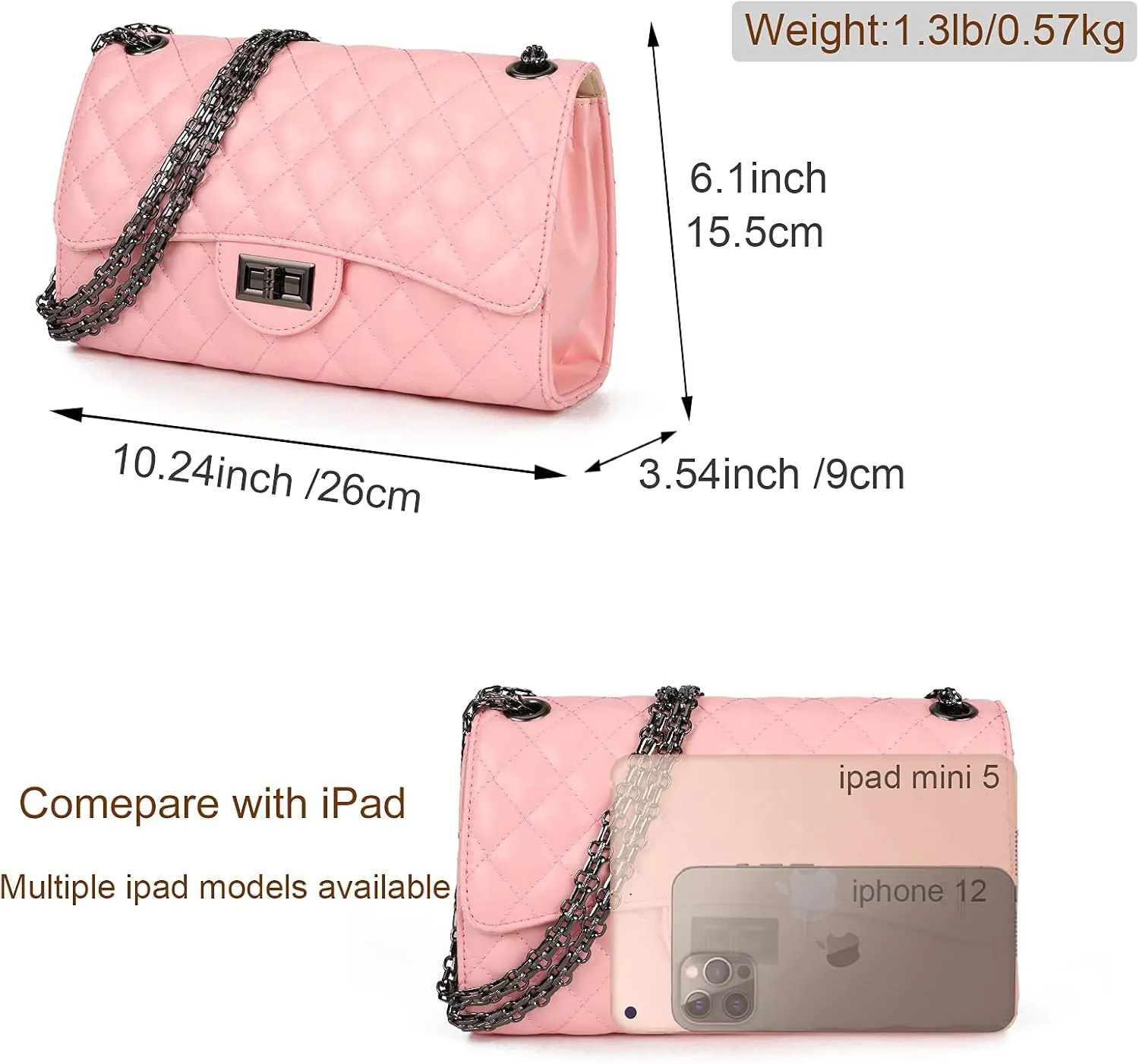 Gladdon Quilted Crossbody Purse for Women Trendy Ladies Shoulder Bag with Chain Designer Purses