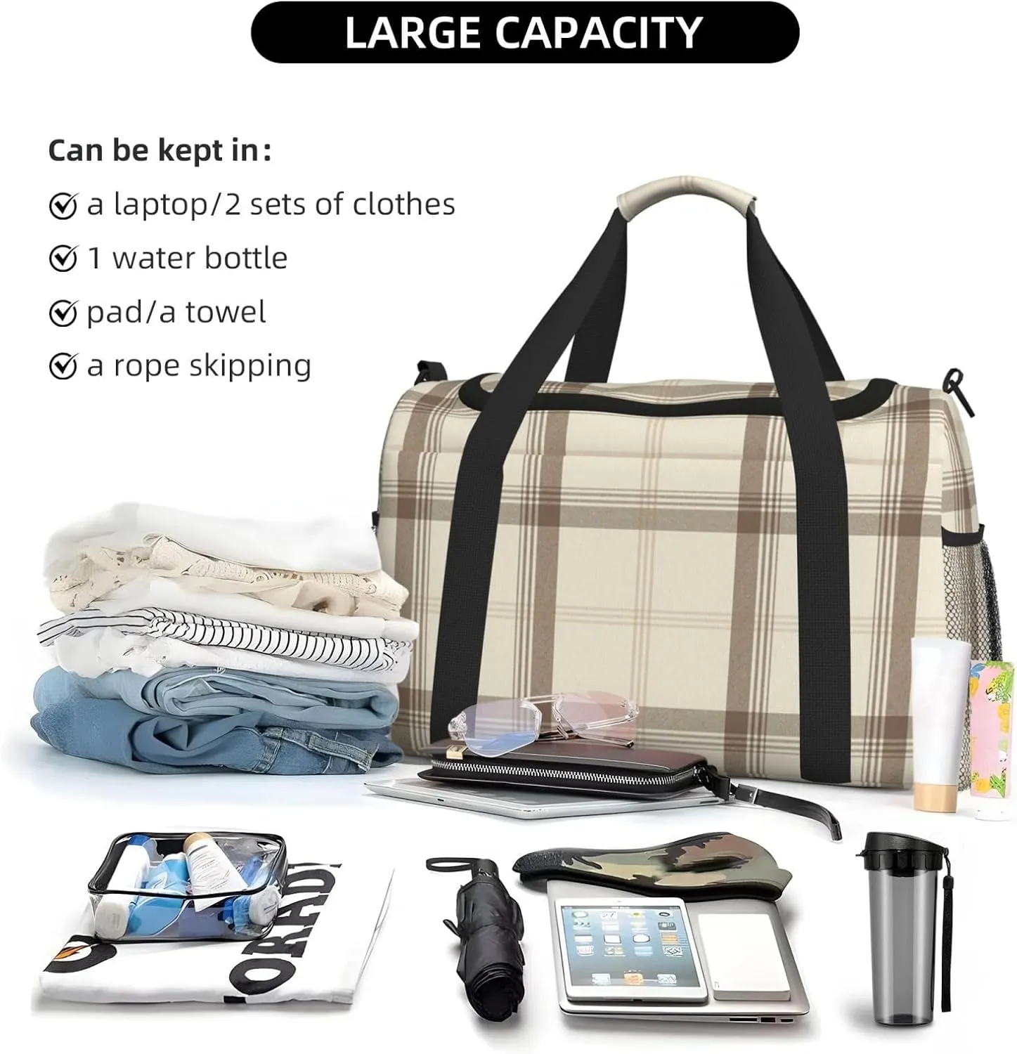 Gray Blue Stripes Travel Duffel Bag Large Foldable Waterproof Overnight Bag For Beach Swim Bags Pool Sports Gym