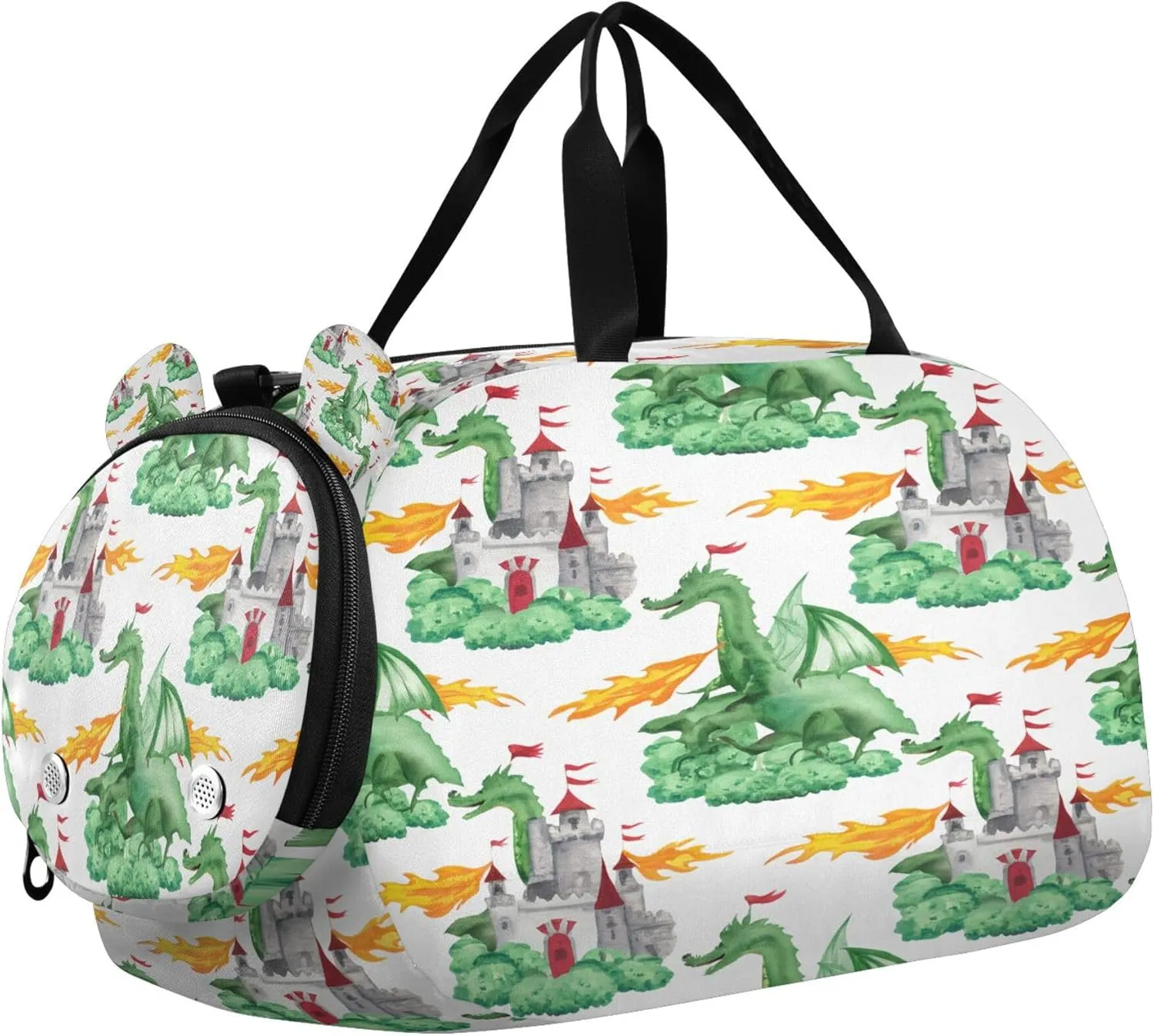Green Dragons Kids Overnight Sports Duffel Bags with Shoe Compartment & Wet Pocket Travel Sport Gym Bag for Girls Boys