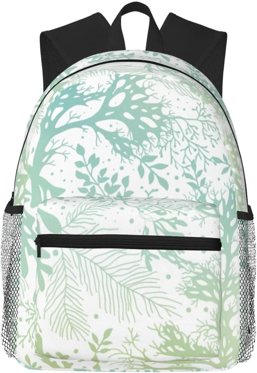 Green Sea Blue Seaweed print Lightweight duffel bag, travel hiking daypack, comfortable backpack, sports bag