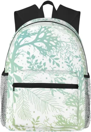 Green Sea Blue Seaweed print Lightweight duffel bag, travel hiking daypack, comfortable backpack, sports bag
