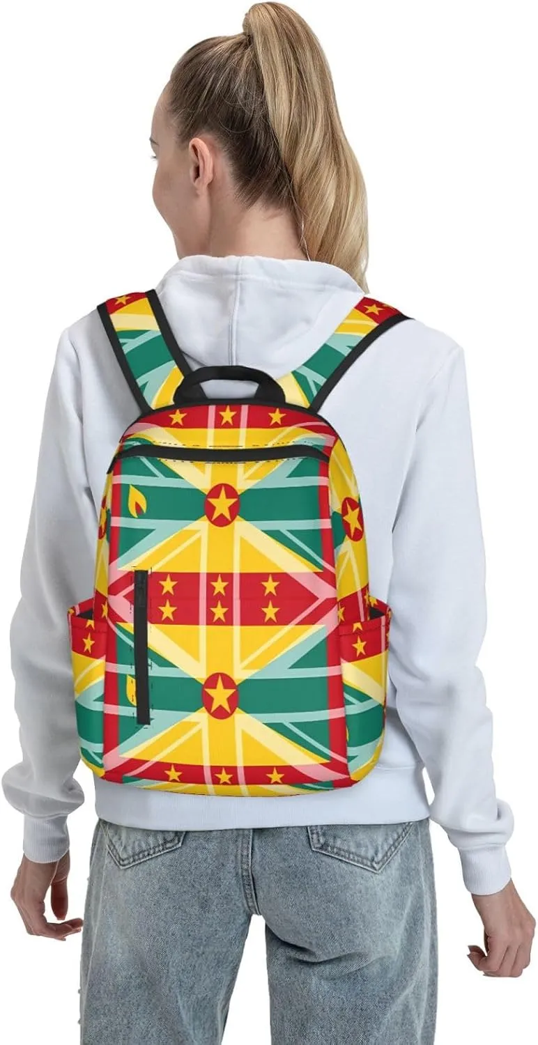Grenada UK Flag Casual Backpacks Large Capacity Laptop Backpack Sports Fitness Rucksack Travel Carry-On Daypack Work Bag for Outdoor Camping