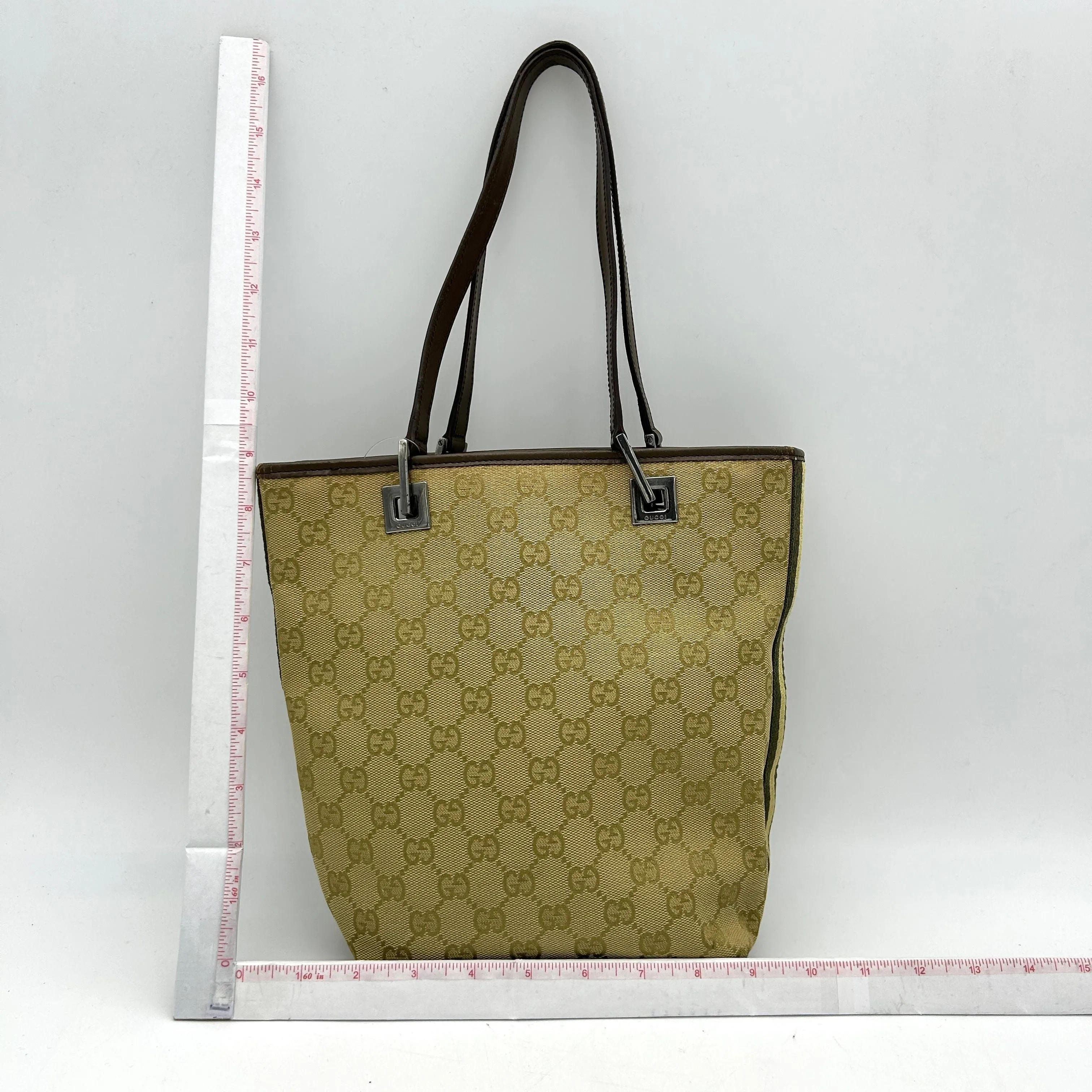 Gucci GG Canvas Tote Bag Brown Cloth gu9913bd