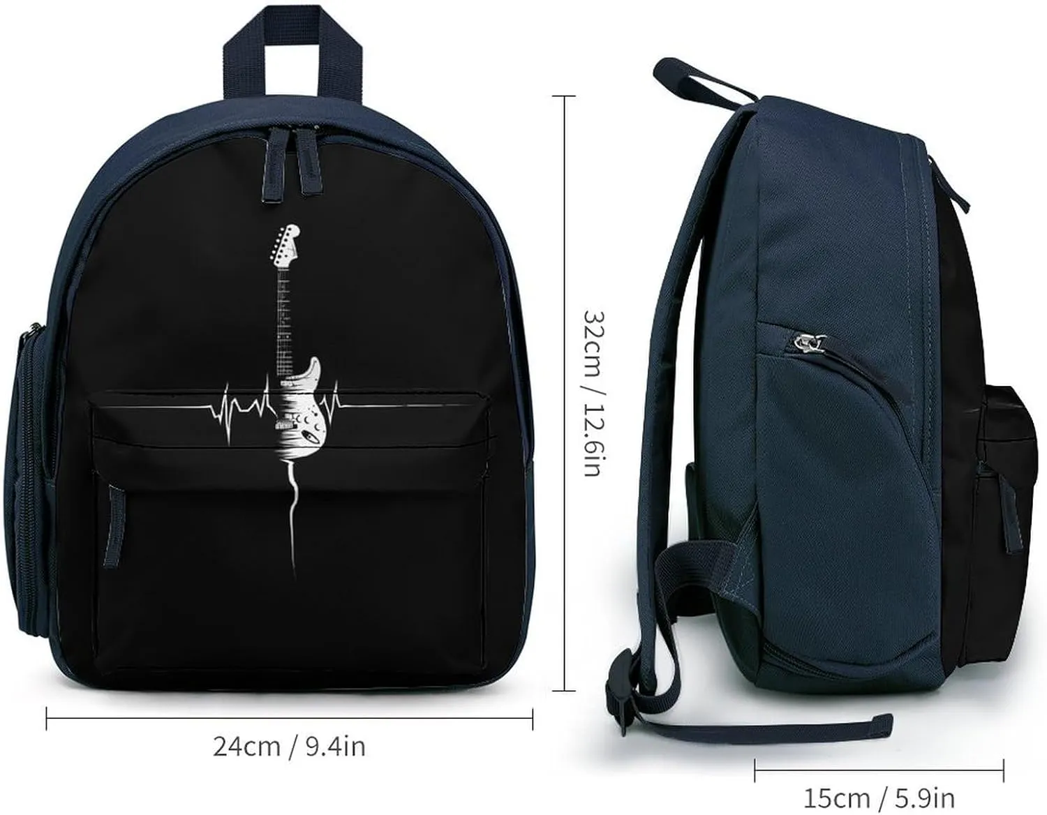 Guitar EKG Heartbeat Cute Backpack Lightweight Mini Shoulder Bag Travel Daypack for Camping Picnic