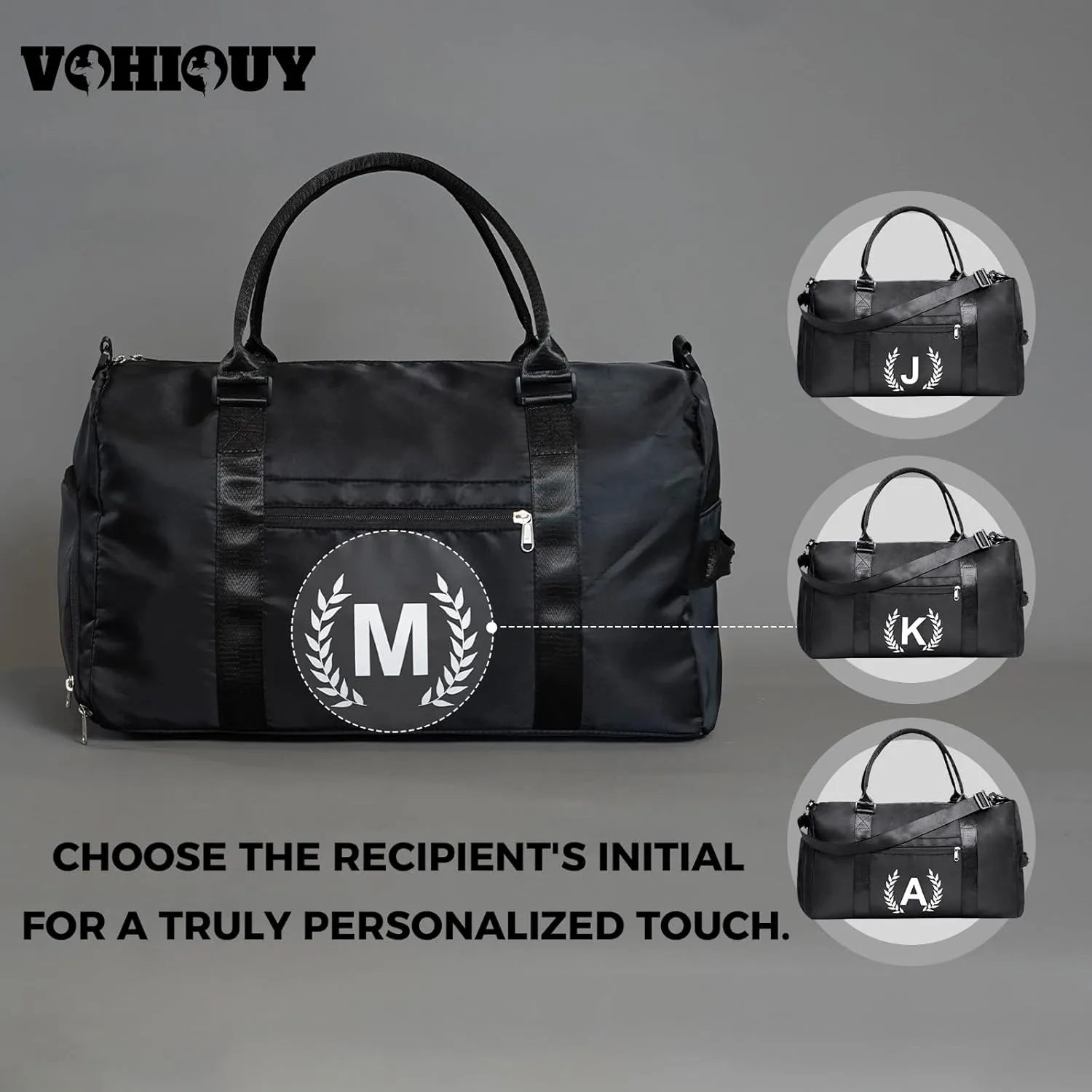 Gym Bag for Women & Men, Fitness Workout Sports Travel Duffle Bag with Wet Pocket & Shoes Compartment, Great Present for Gym Lovers Jet Black