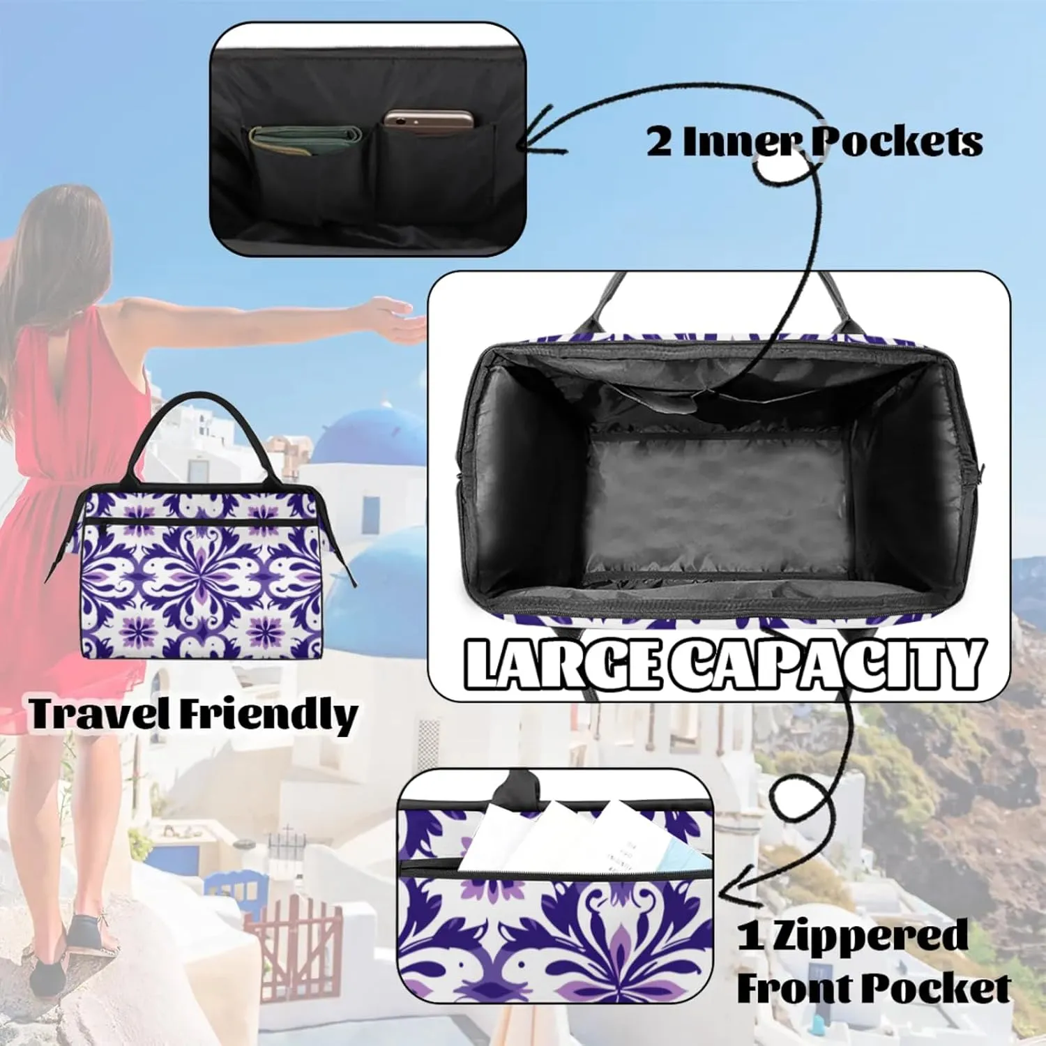 Gym Bag for Women Men, Travel Sports Duffel Bag with Trolley Sleeve Overnight Bag Carry On Tote Bag for Travel Gym Sport