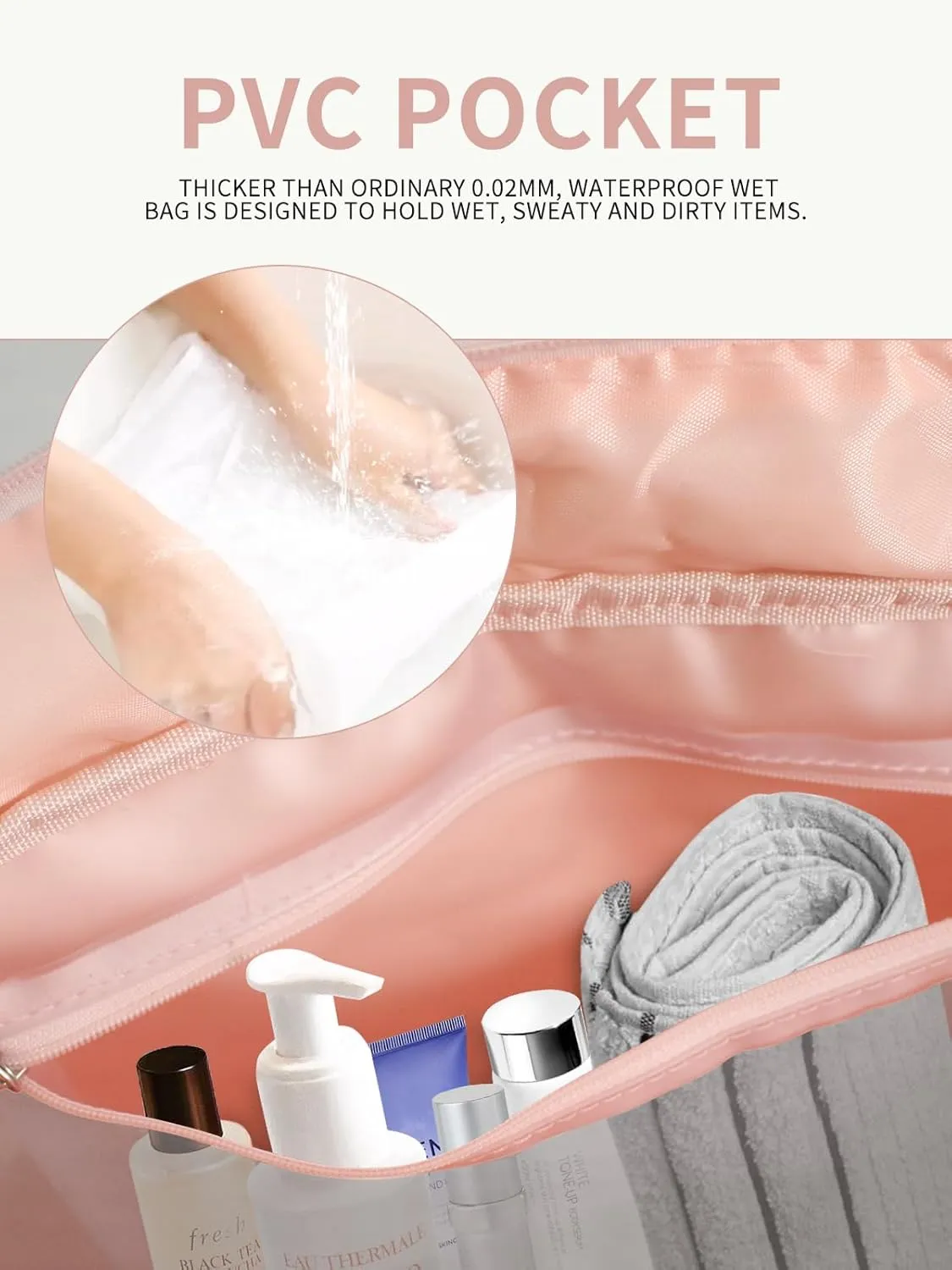 Gym Bag for Women with Wet Pocket, Travel Duffle with Clear Makeup Bag, Carry-On Weekender Overnight Organizer, Water-Resistant for Yoga & Sports, Pink