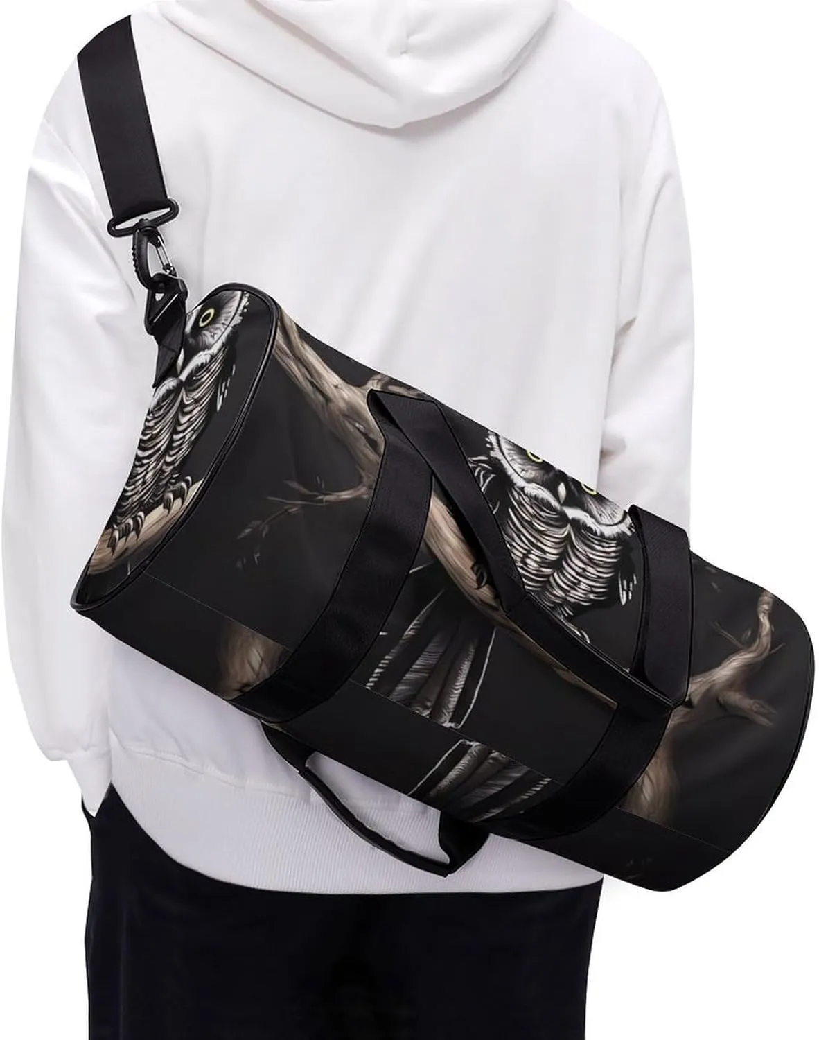 Gym Bag Late Night Owl Duffel Bag for Men Women Overnight Bag with Shoe Compartment Workout Bags