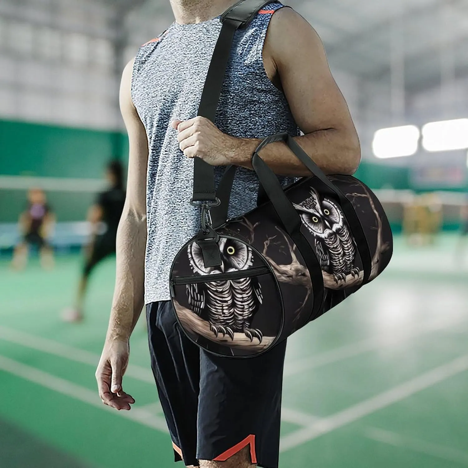 Gym Bag Late Night Owl Duffel Bag for Men Women Overnight Bag with Shoe Compartment Workout Bags