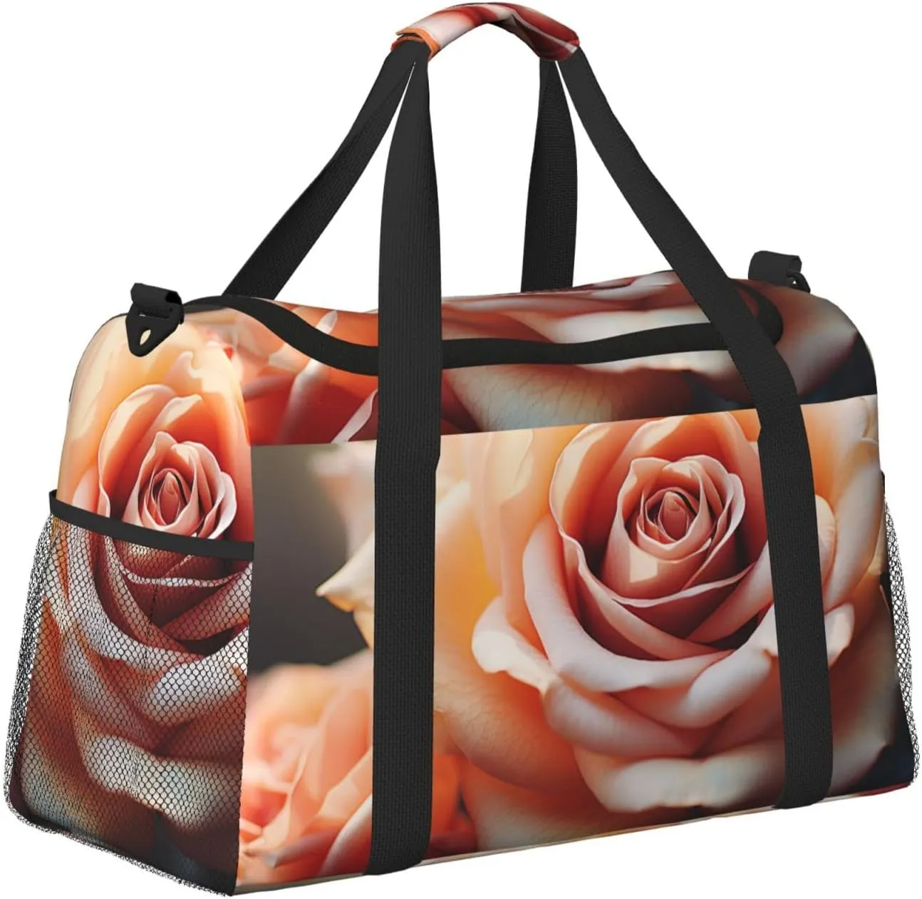 Gym Bag Vintage Rose Blooms Duffel Bag for Men Women Travel Overnight Bag with Shoe Compartment Workout Bags