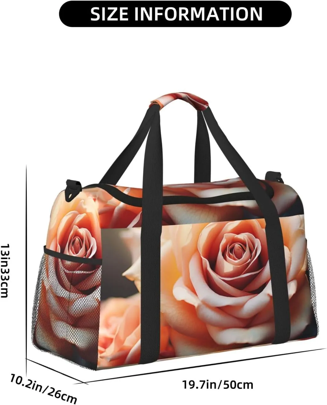 Gym Bag Vintage Rose Blooms Duffel Bag for Men Women Travel Overnight Bag with Shoe Compartment Workout Bags