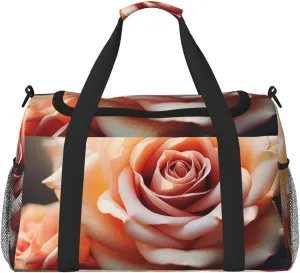Gym Bag Vintage Rose Blooms Duffel Bag for Men Women Travel Overnight Bag with Shoe Compartment Workout Bags