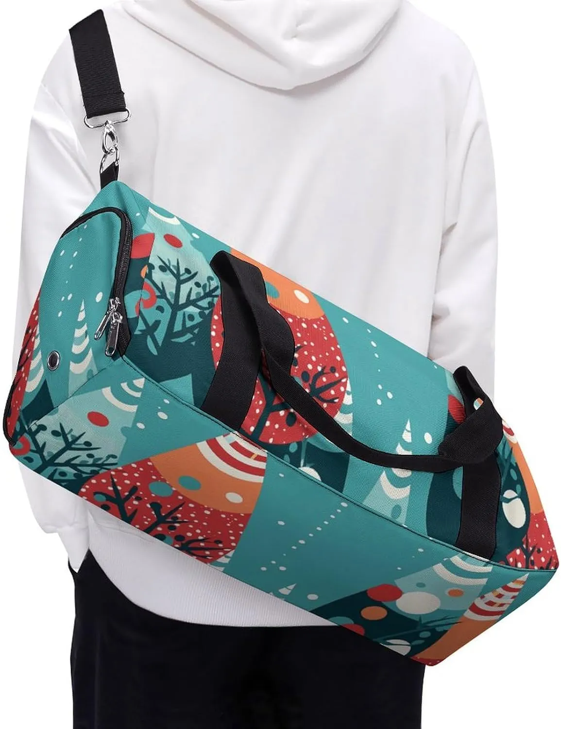 Gym Bags Small Animated Christmas Tree Duffel Bag Overnight Bag with Shoe Compartment Carryon Bag for Men Women