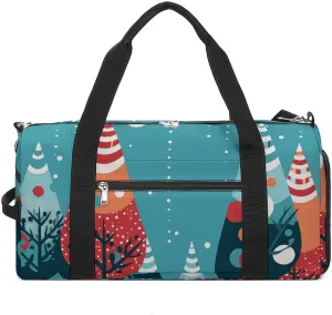 Gym Bags Small Animated Christmas Tree Duffel Bag Overnight Bag with Shoe Compartment Carryon Bag for Men Women