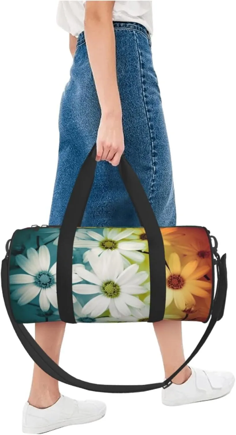 Gym Bags Small Daisy Flowers Duffel Bag Overnight Bag with Shoe Compartment Carryon Bag for Men Women
