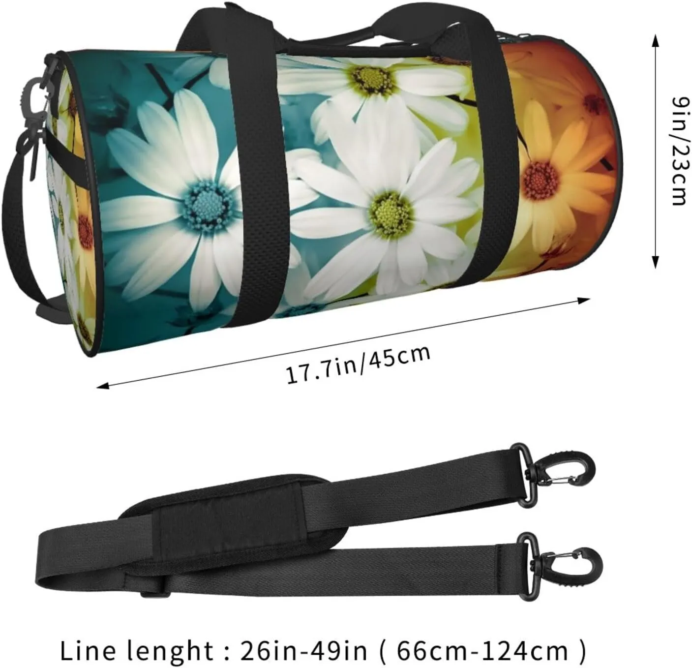 Gym Bags Small Daisy Flowers Duffel Bag Overnight Bag with Shoe Compartment Carryon Bag for Men Women